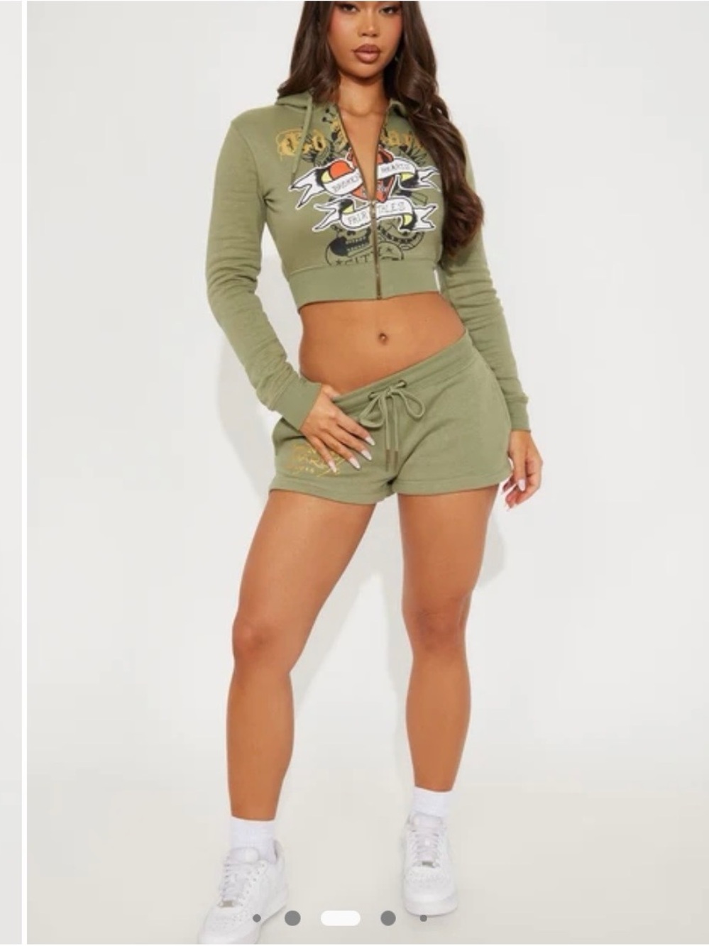 Ed Hardy Olive Green Drawstring Athletic Shorts
